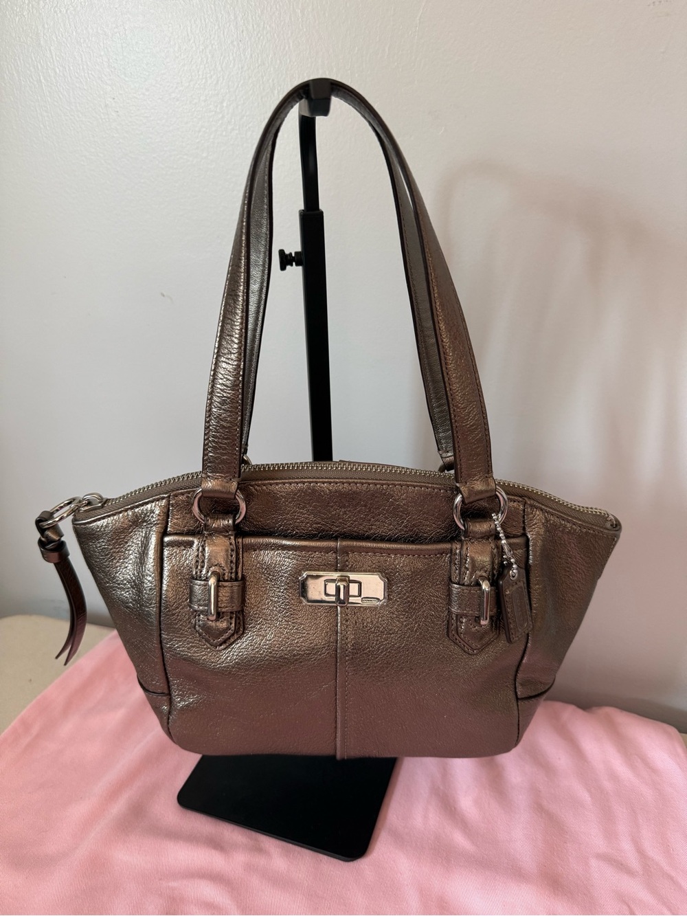 Coach Mini Chelsea Metallic Bronze Shoulder Bag 46042
